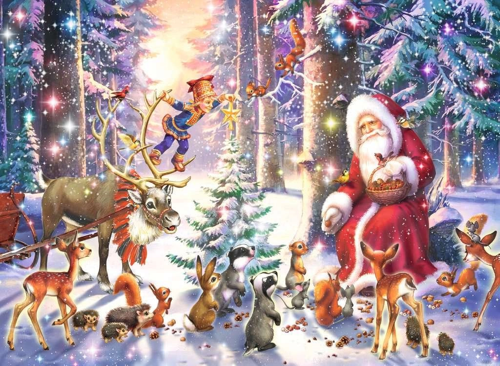 Puzzle Vianoce v lese XXL 100 dielov