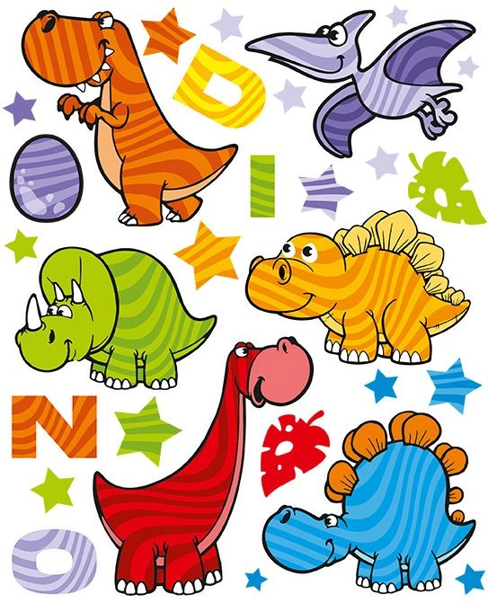 E-shop Pestrofarebné nálepky s dinosaurami