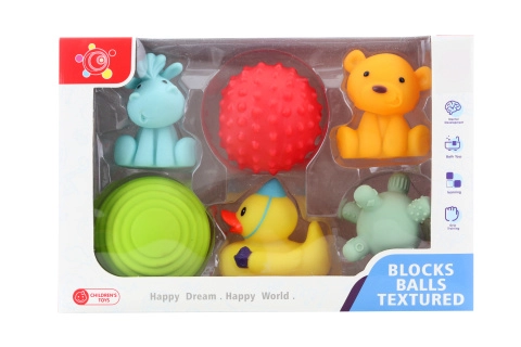 Sada gumových hračiek do vody pre bábätká – 6 ks