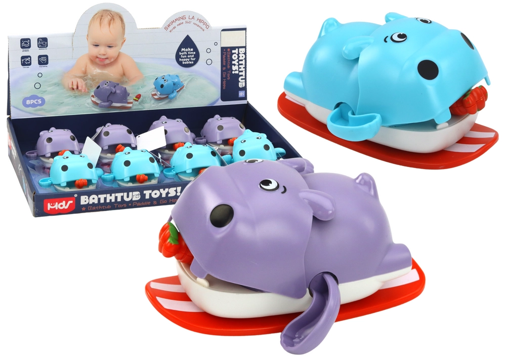 E-shop LEAN Toys Naťahovacia Plávajúce Hroch Na Doske