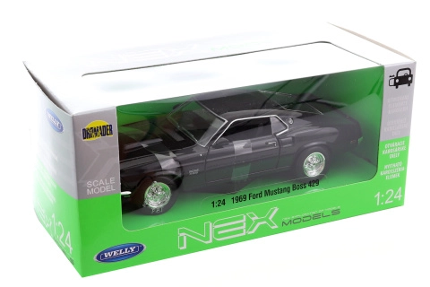 Welly Kovový model 1969 Ford Mustang Boss 429 čierny well24067n 1:24