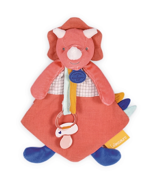 E-shop Doudou et Compagnie Paris Doudou hračka s úchytom na cumlík dinosaurus ružový 23 cm