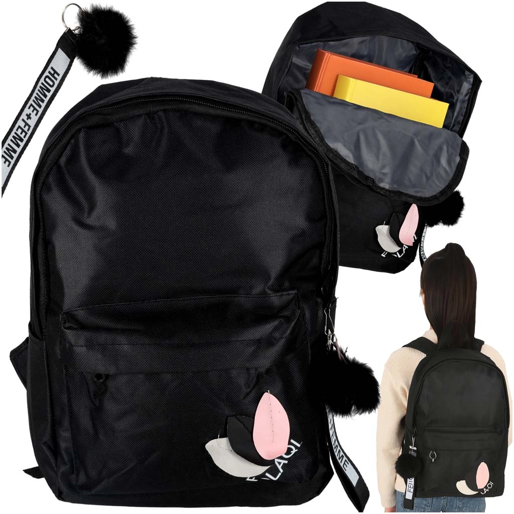 Čierny školský batoh pre mládež