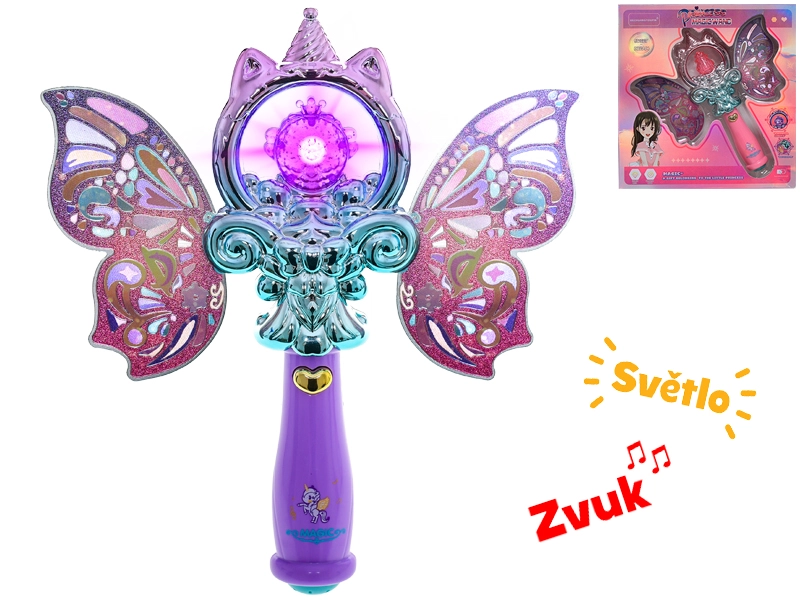 E-shop Palička víla kúzelná 21 cm na batérie so svetlom a zvukom mix farieb ružová fialová