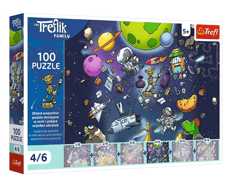 Puzzle Trefl Rodina Treflíkov: Robobot vo vesmíre 100 dielikov