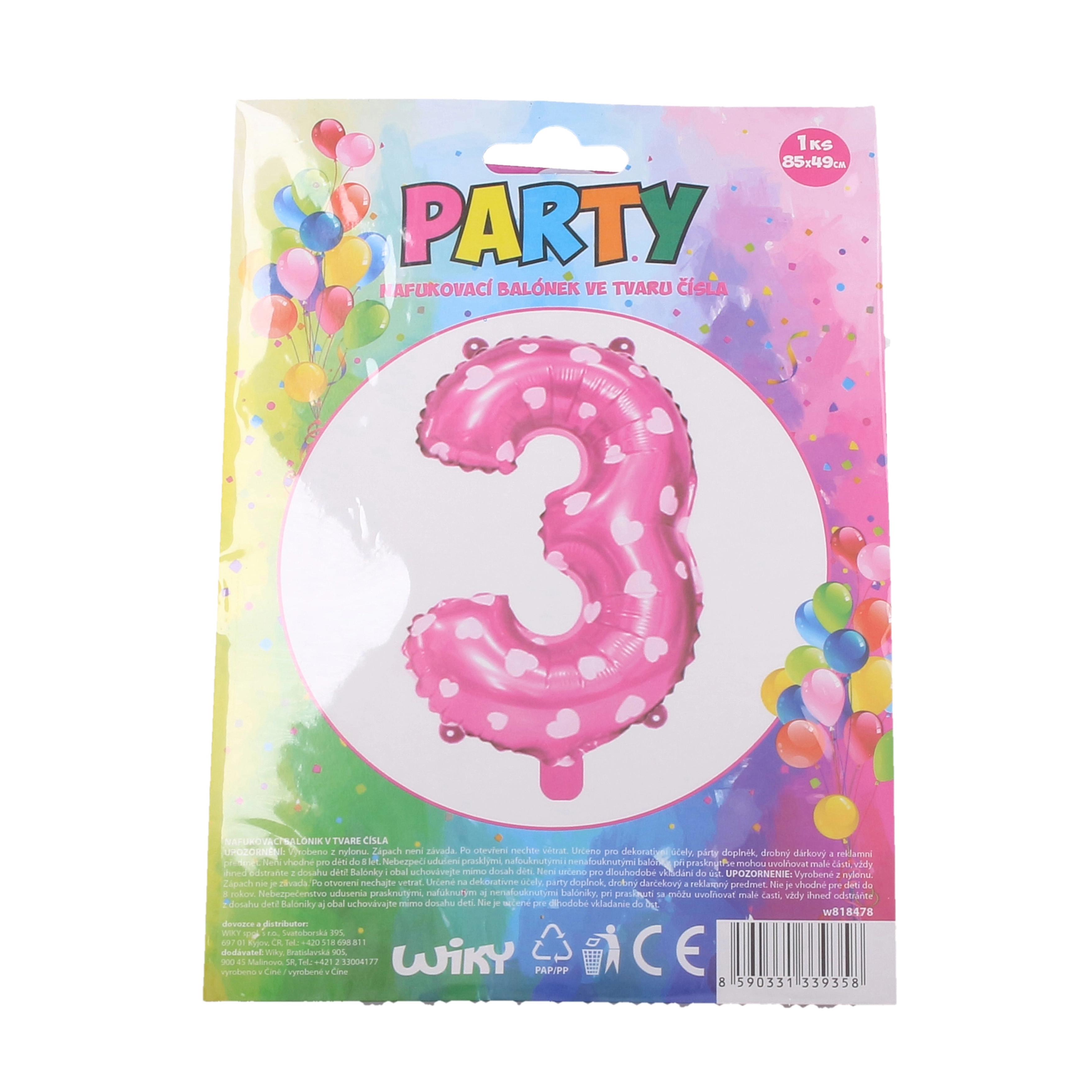E-shop Wiky Balónik nafukovací číslo 3 ružový WKW818478