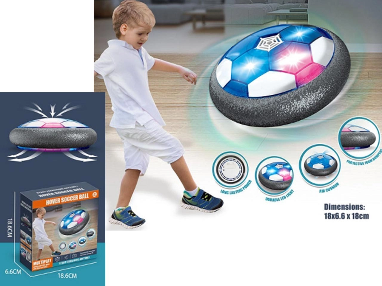 E-shop Levitujúca futbalová lopta s LED podsvietením Hover Soccer Ball