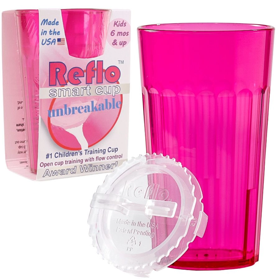 E-shop Reflo nerozbitný tréningový hrnček pre deti s reguláciou toku, ružový
