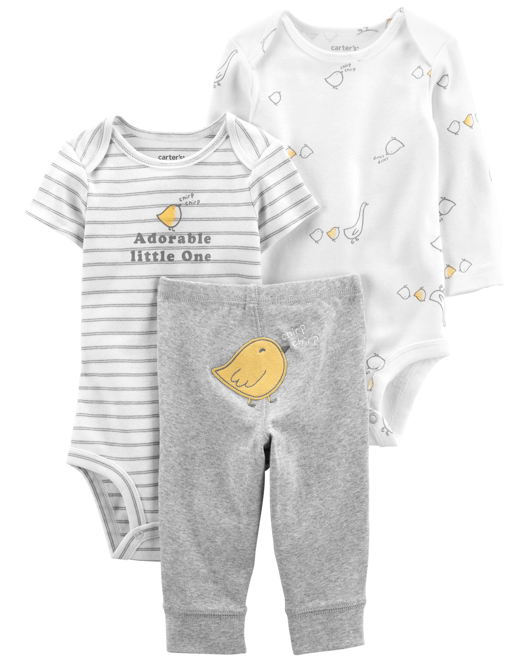 E-shop Carter's Set 3dielny body kr. rukáv body dl. rukáv tepláky Grey Chick neutrál LBB