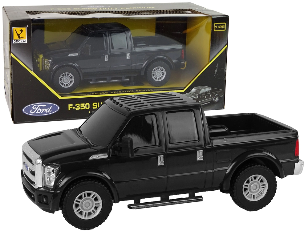 Lean Toys Kovové autíčko na trecí pohon Ford F 350 Pick Up čierne 1:28