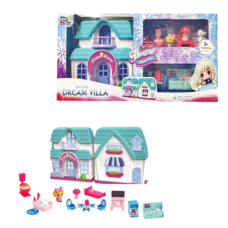 mestská vila s vybavením – skladací domček pre bábiky