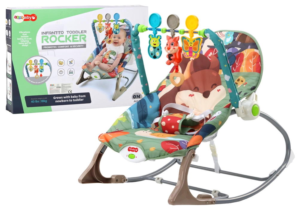 E-shop LEAN TOYS Hojdacie kreslo 2v1, motív lesné zvieratká