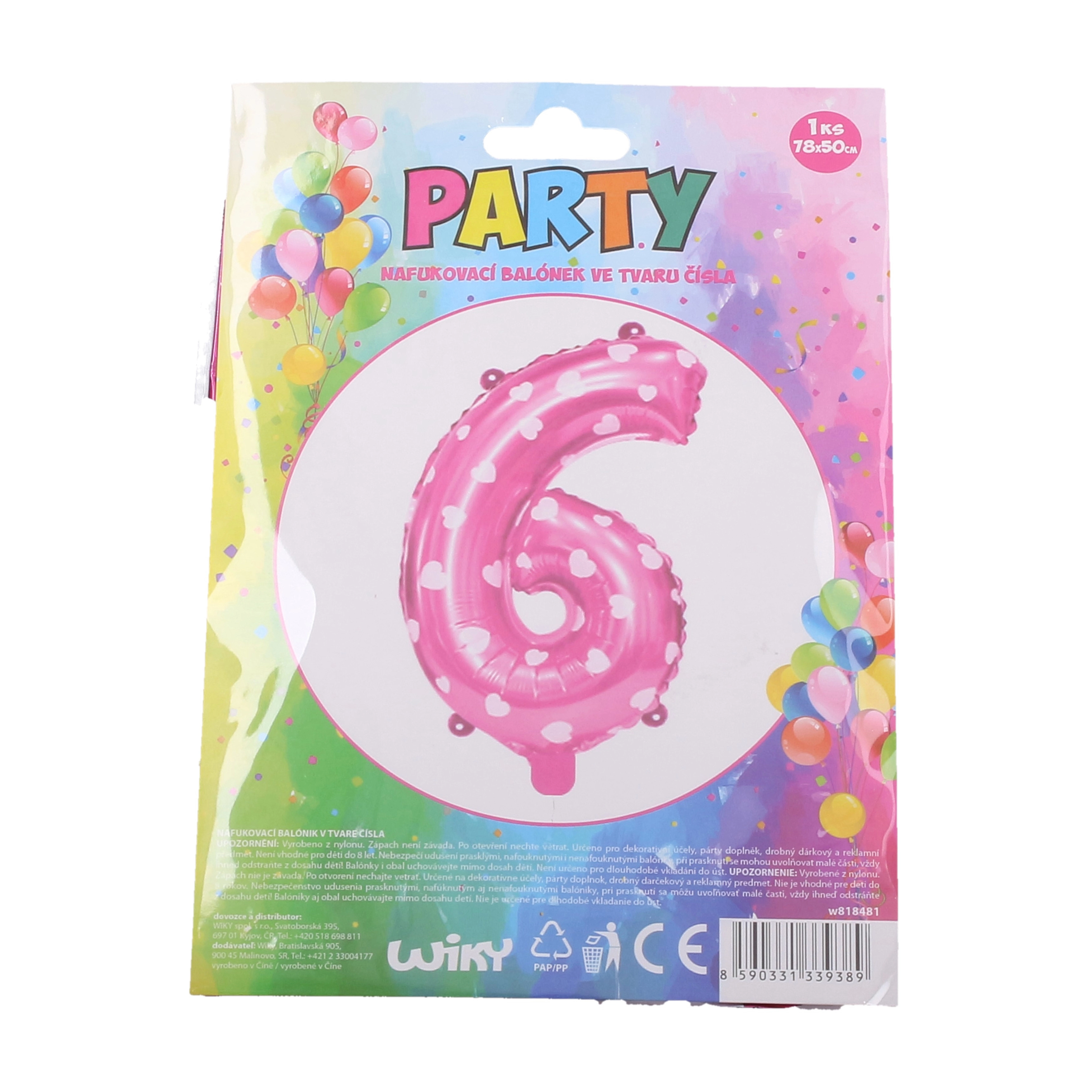 E-shop Wiky Nafukovací balónik číslo 6 dievčatá WKW818481