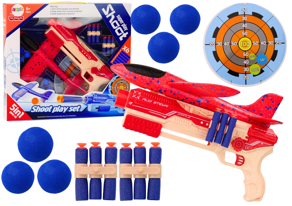 E-shop Penený vystreľovač guličiek Aircraft Shield Set 5v1