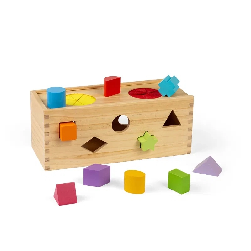 Bigjigs Toys Drevená tajomná krabička na vkladanie a triedenie tvarov