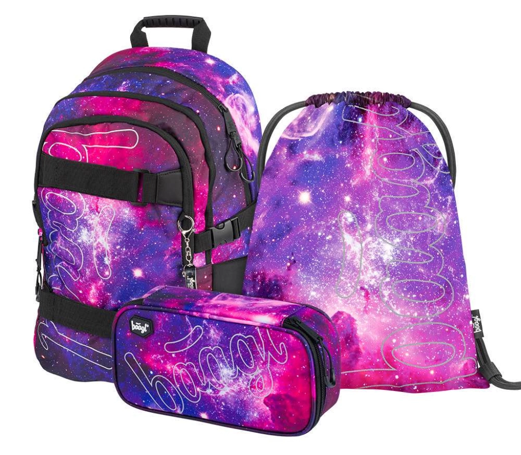 E-shop BAAGL 3-dielny set Skate Galaxy – školský batoh, peračník a vrecko