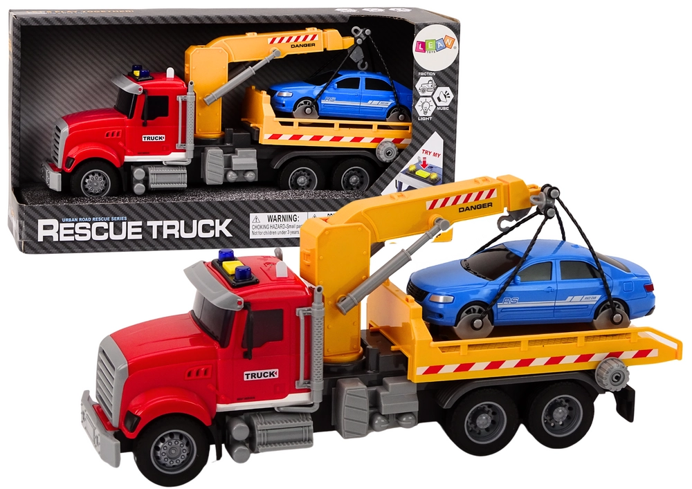 E-shop Červené ťahacie auto s žeriavom a svetelnými efektmi