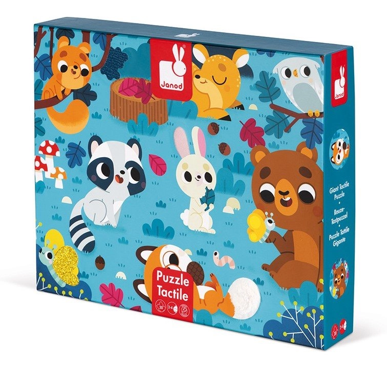 E-shop Hmatové puzzle JANOD Lesné zvieratká 20 dielikov