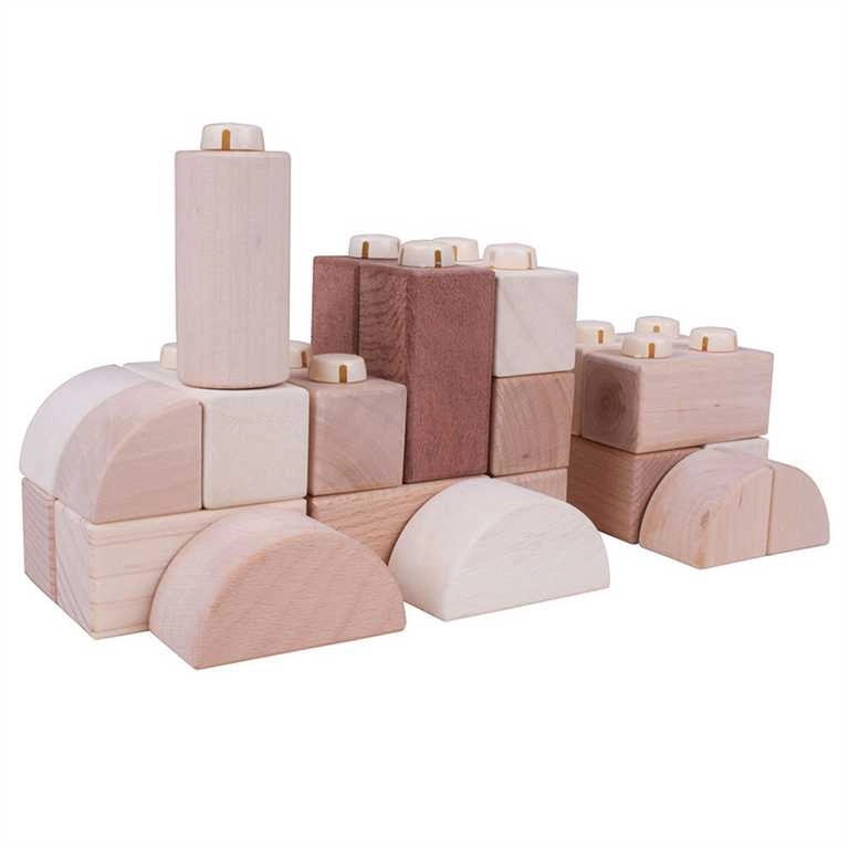 E-shop Bigjigs Toys drevené Spojkocky Natur set 100 ks