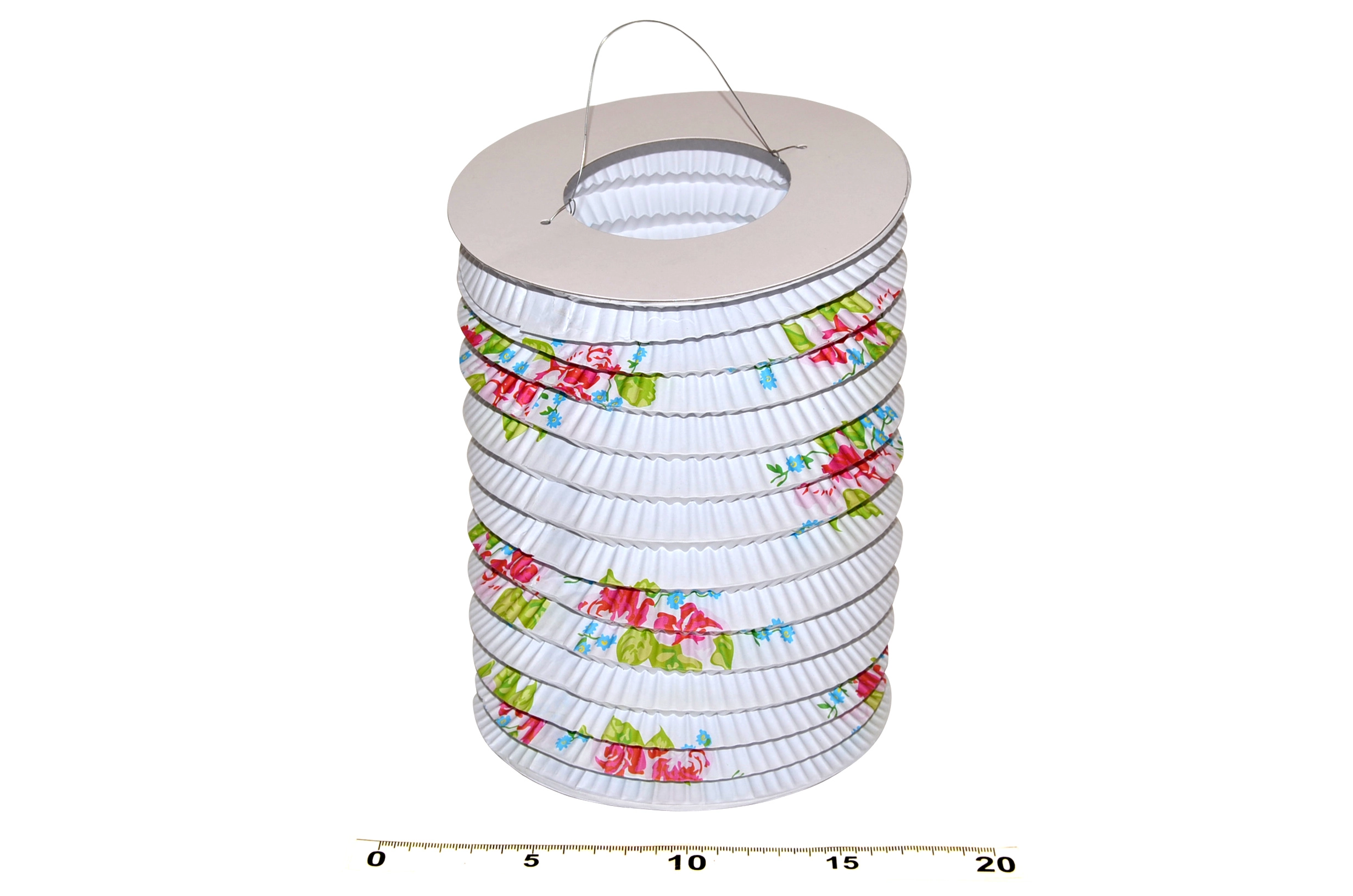 E-shop Wiky Lampion válec bílá s květy 15 cm