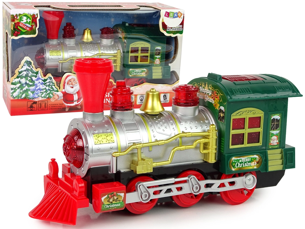 E-shop Lean Toys Vianočné osvetlenie lokomotívy znie zeleno Prevádzka na batérie