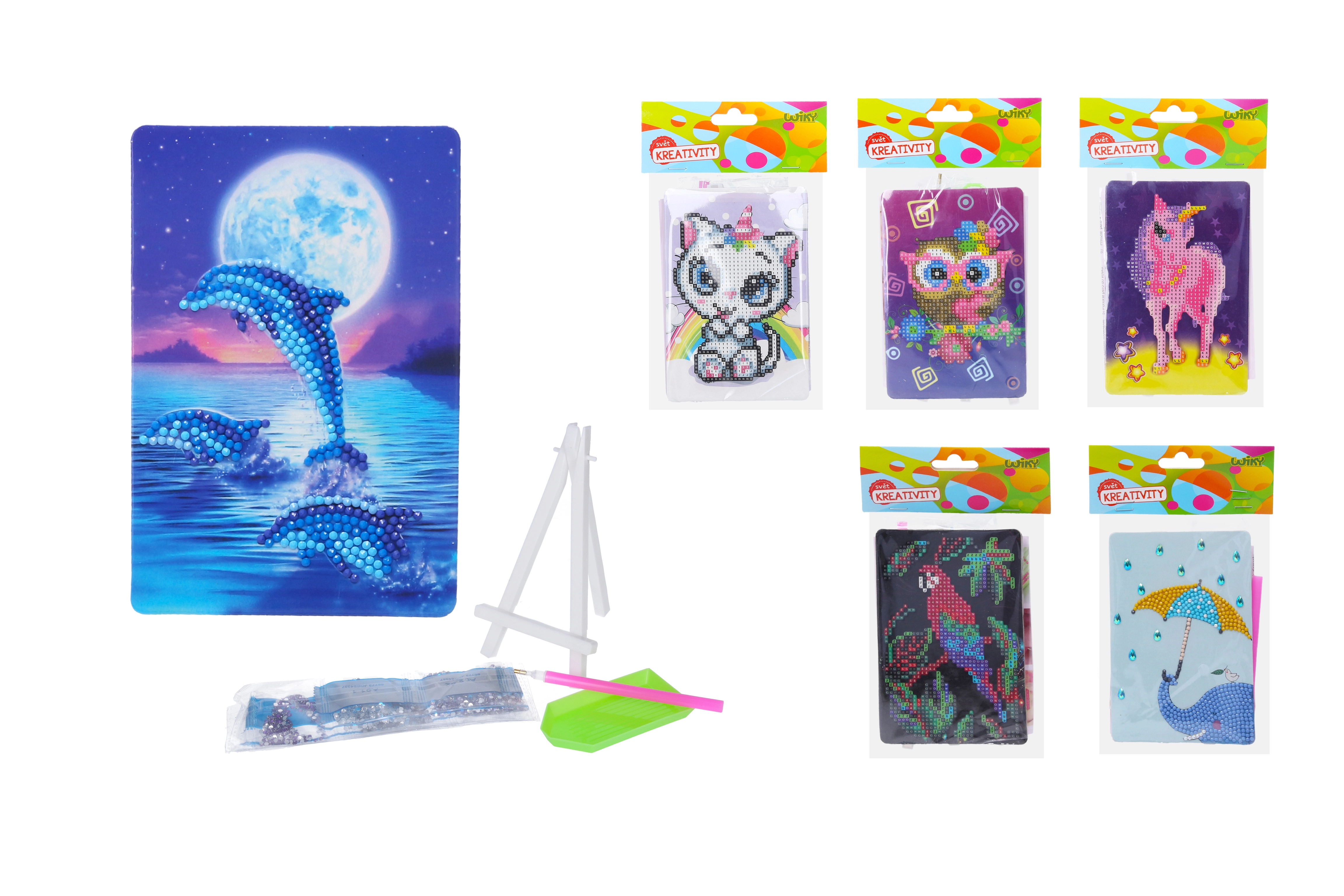 E-shop Kreativní set diamond painting 10x15 cm MIX + stojánek