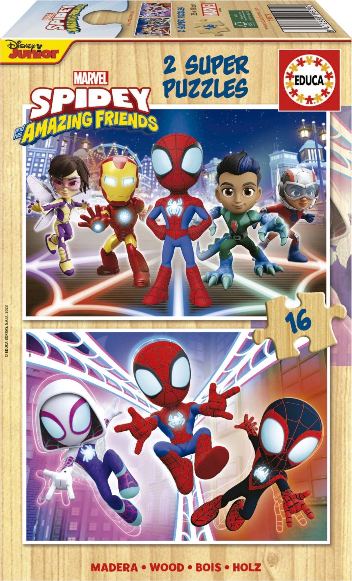 E-shop EDUCA Dřevěné Spidey a jeho úžasní přátelé 2x16 dielov