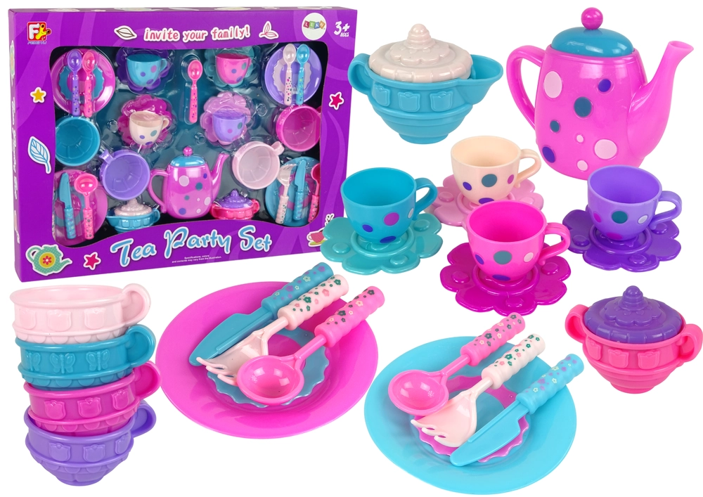 Lean Toys Čajová súprava šálky taniere príbory misky