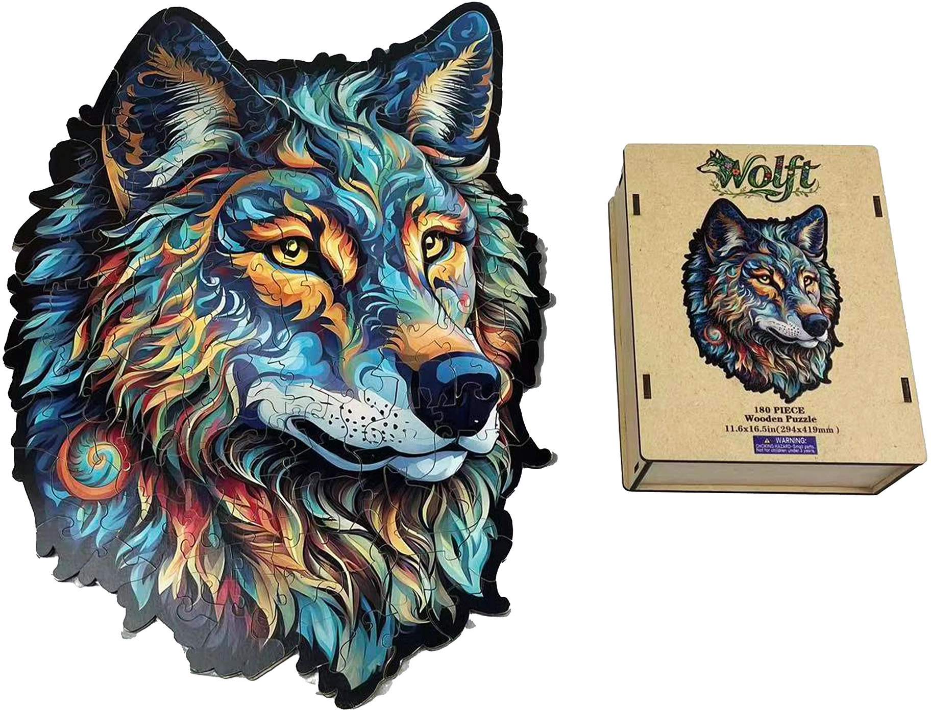 Drevené puzzle vlk