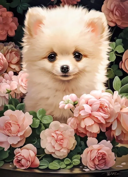 E-shop CASTORLAND Štěně Pomeraniana v růžích 60 dielov