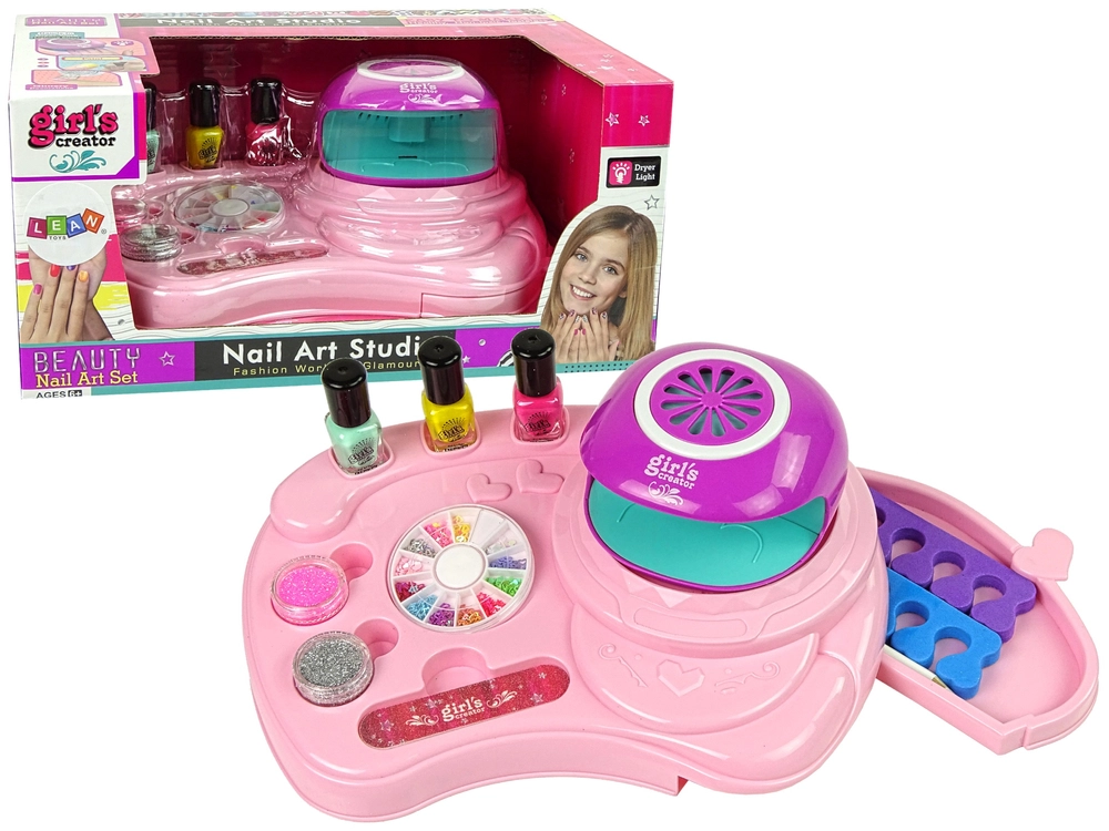 E-shop Lean Toys Detský set na manikúru lampa a doplnky