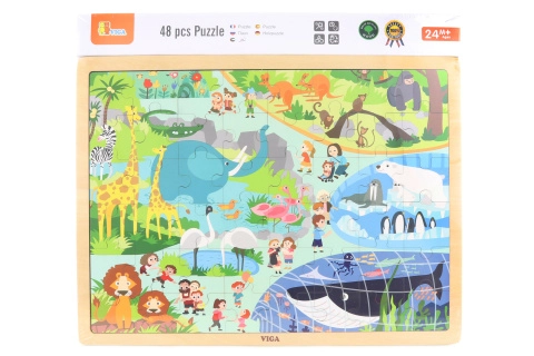 E-shop Viga puzzle na podložke 48 častí Poznajme zoo