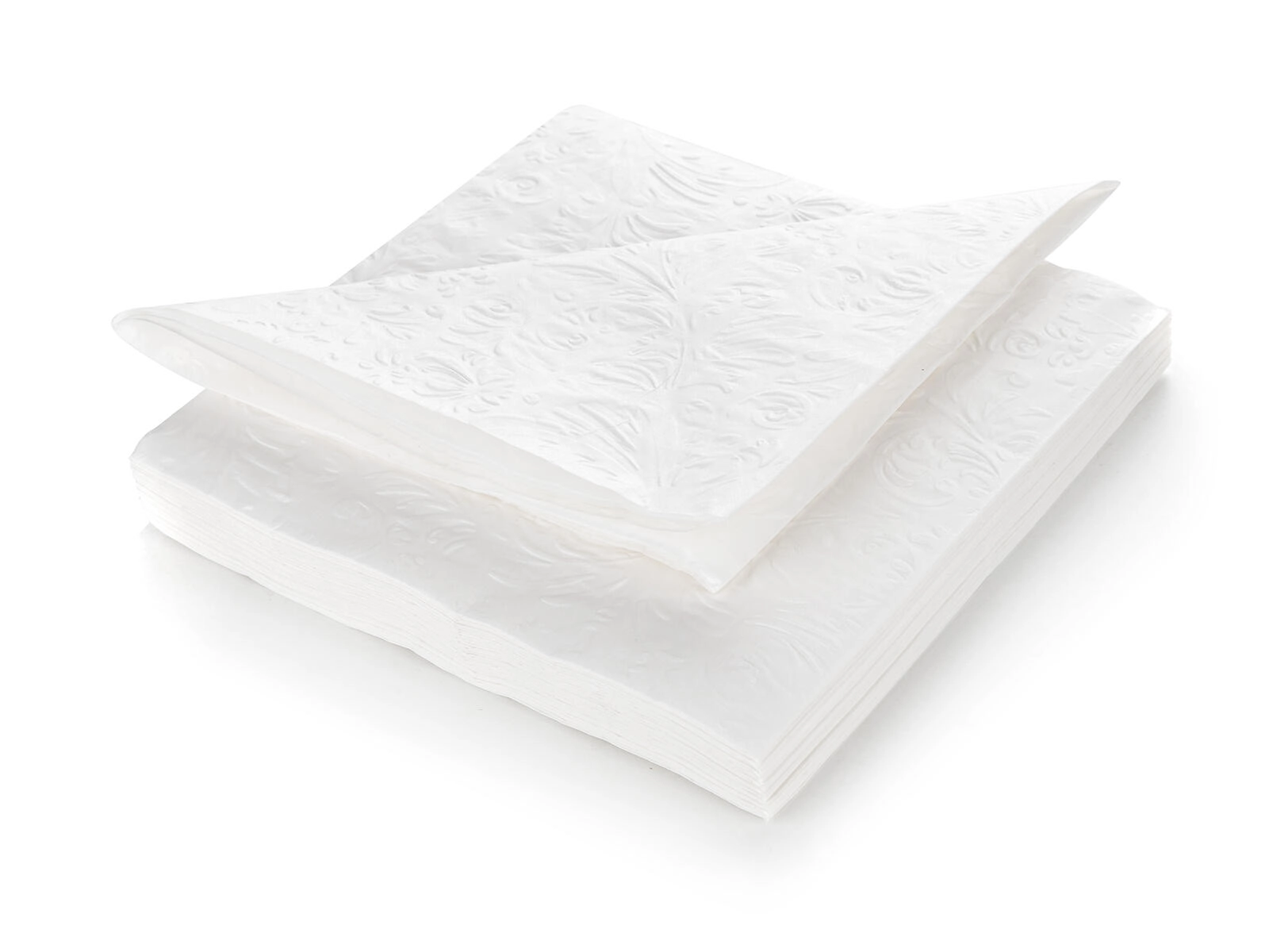 Papierové jedálenské servítky 33 × 33 cm, biele, 3-vrstvové (20 ks)