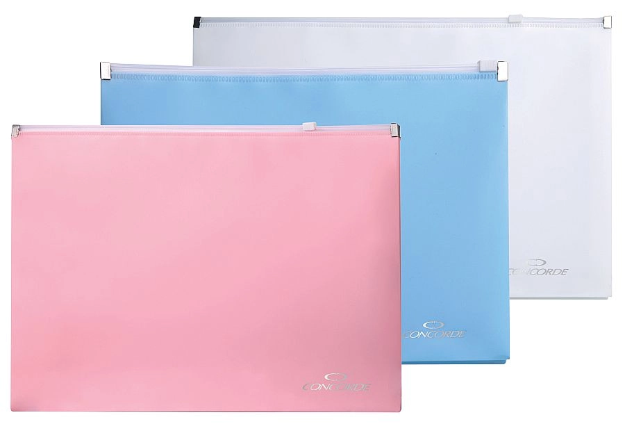 Spisové dosky so zipsom A4 CONCORDE, pastelový mix