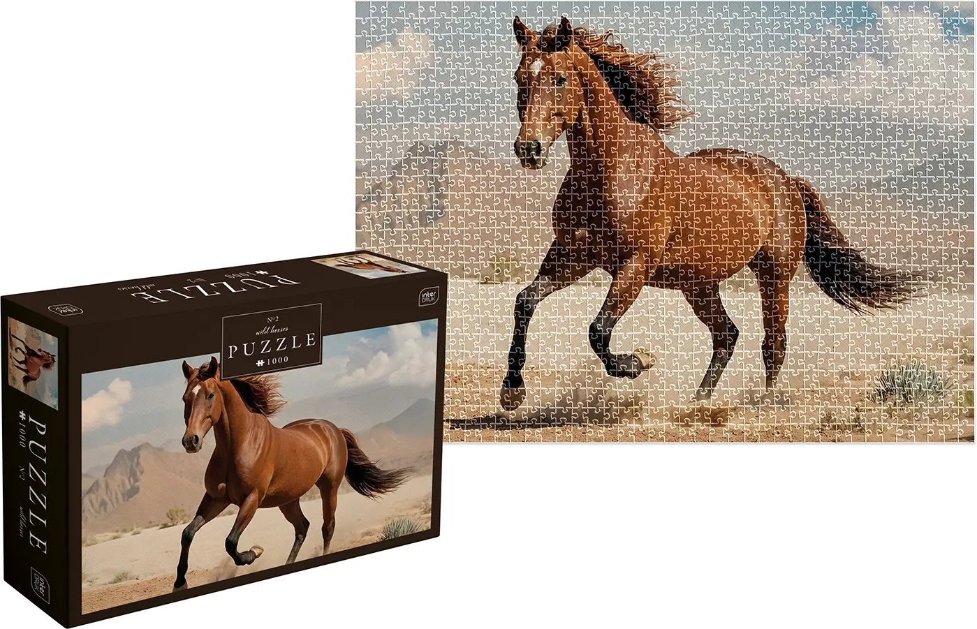 Puzzle Divoké kone: hnedý divoký kôň 1000 dielikov