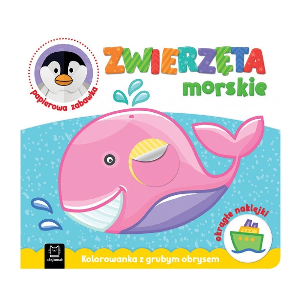 E-shop Papierová hračka a omaľovánka s hrubými obrysmi – Morské zvieratá, okrúhle samolepky