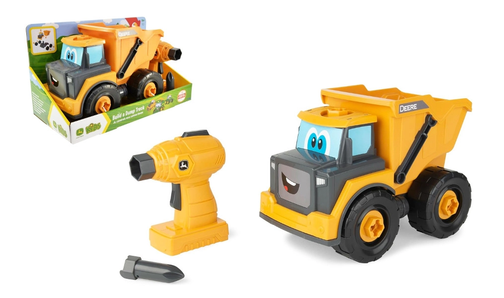 Tomy JOHN DEERE stavebná sklápacia tatrovka s vŕtačkou Build-A-Buddy