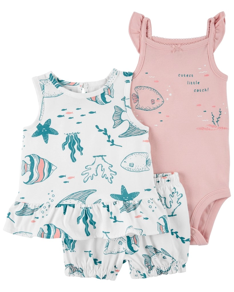 E-shop Carter's Set 3dielny tričko bez rukávov kraťasy body bez rukávov Pink Ocean dievča LBB