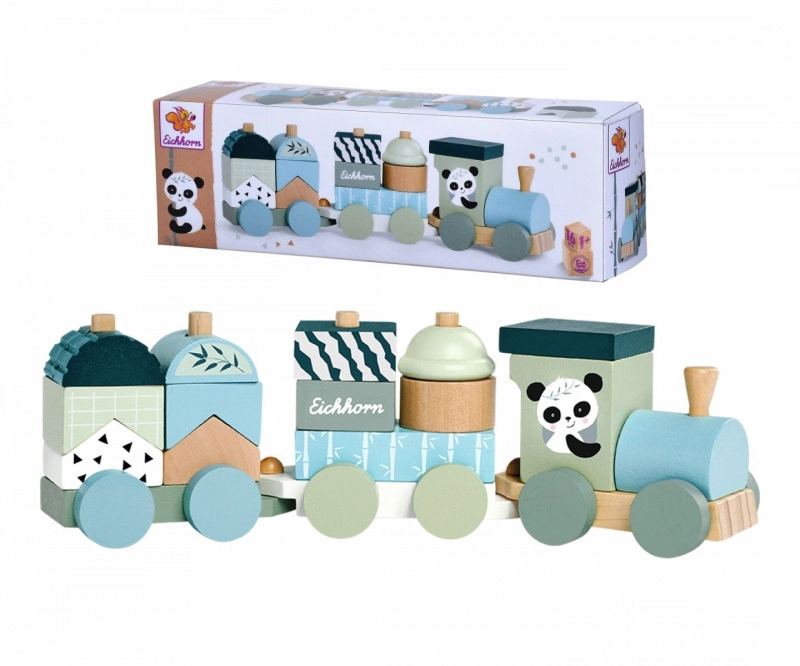 E-shop Eichhorn vláčik s kockami Wooden Train lokomotíva s 2 vozňami 16 dielov