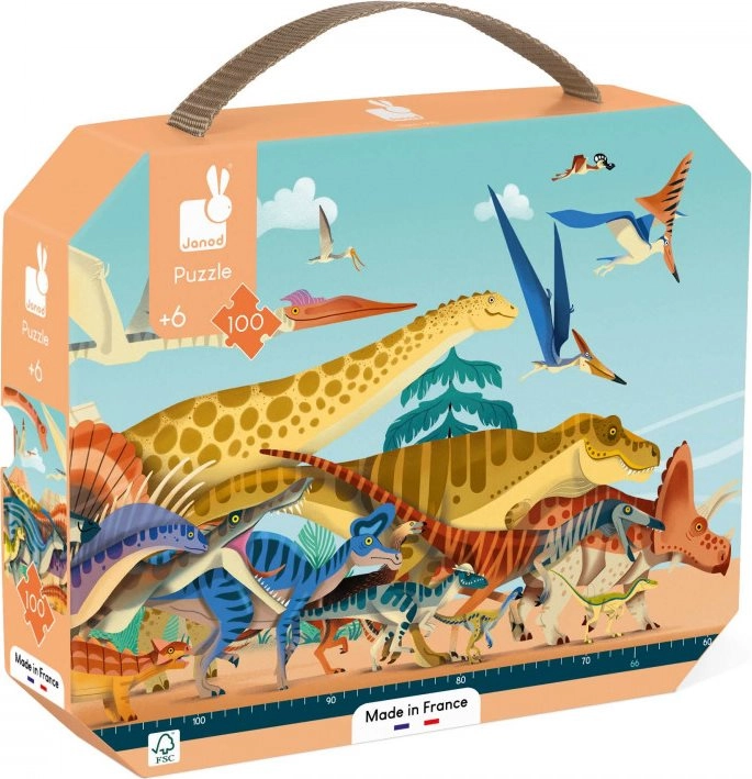 JANOD Panoramatické puzzle v kufríku Dinosaury 100 dielikov