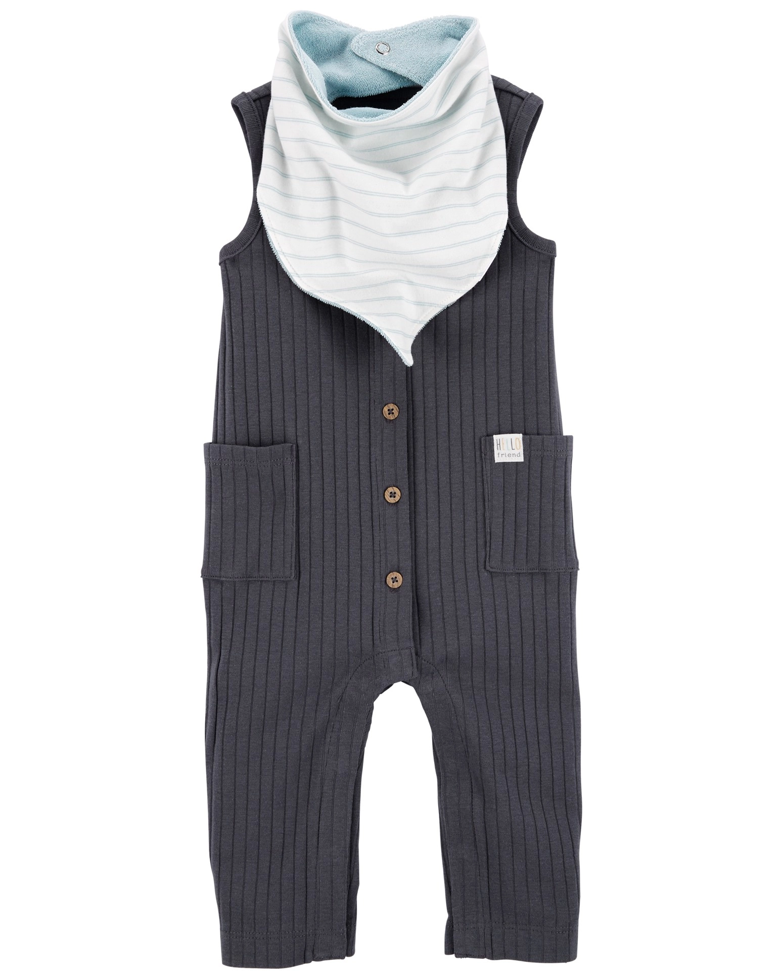 E-shop Carter's Set 2dielny overal bez rukávov podbradník Charcoal chlapec LBB