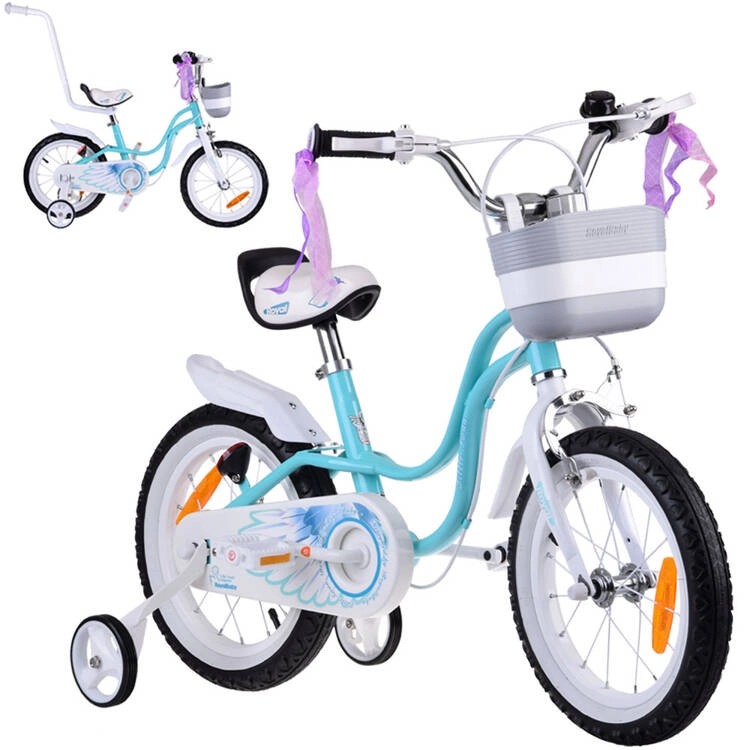 RoyalBaby detský bicykel 14" Little Swan s doplnkami – Tyrkysová
