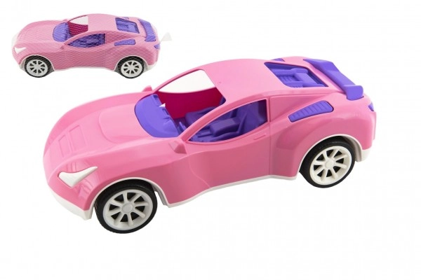E-shop Teddies Auto sportovní pro holky růžové plast na volný chod v síťce 16x36x12cm