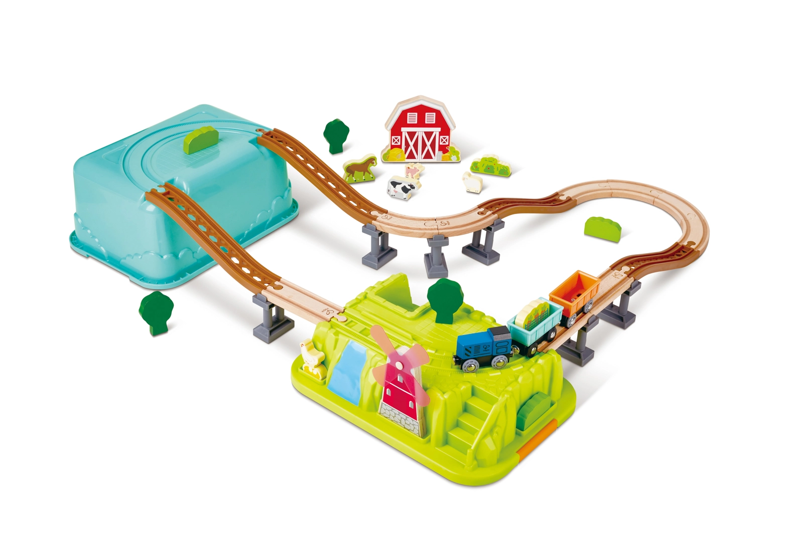 Vláčkodráha farma v úložnom boxe, 40 dielikov