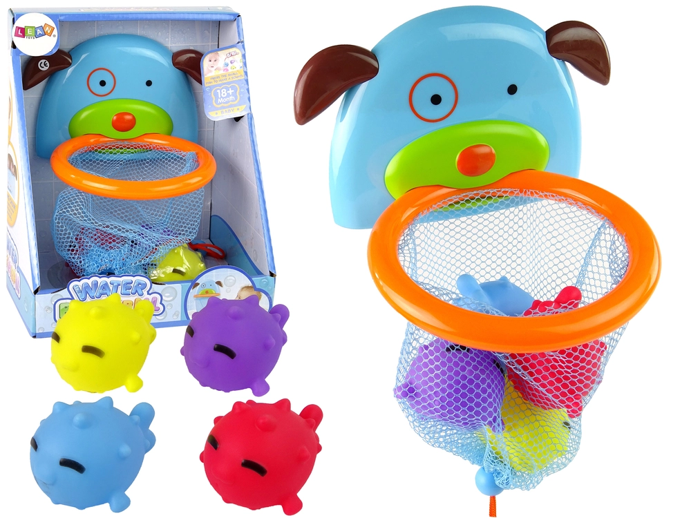 LeanToys Hračka do kúpeľa - mini basketbalový kôš so psom a rybičkami