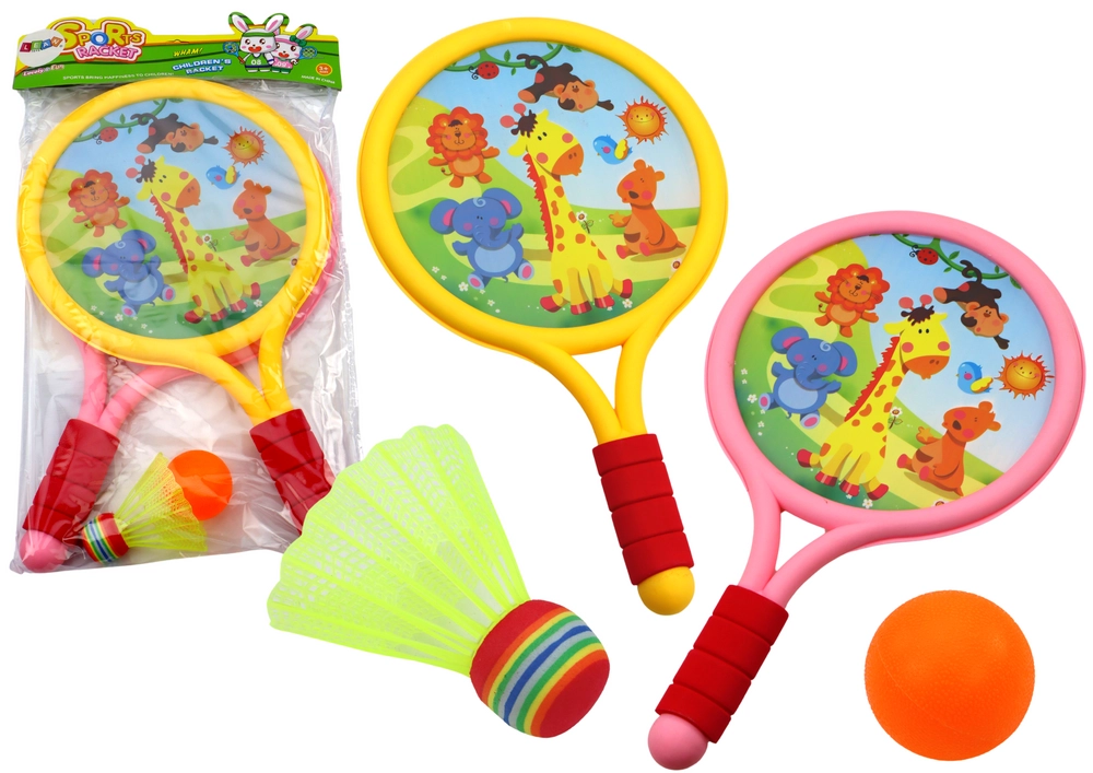 E-shop Badmintonové rakety Detské zvieratá Žltá Ružová