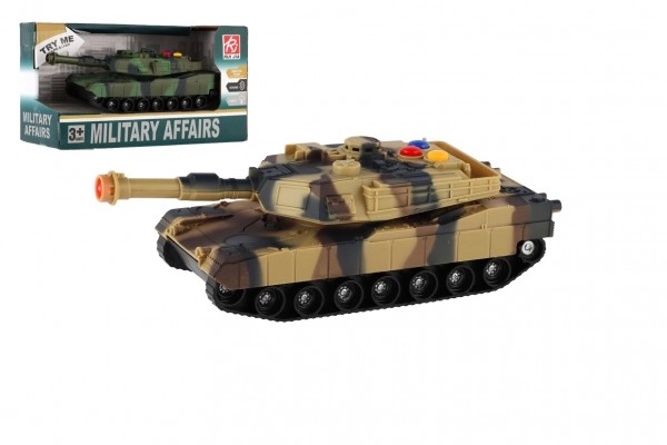 E-shop Teddies Tank plast 17cm na zotrvačník na batérie so svetlom so zvukom 2 farby v krabici 20x11x9cm