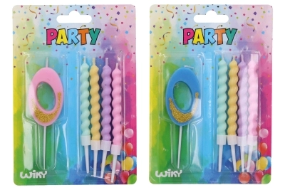 E-shop WIKY Párty sviečka číslo 0 + 4ks sviečok