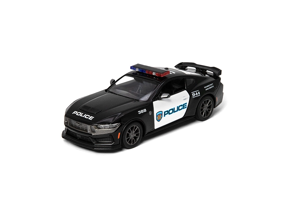 Kovový model Ford Mustang Dark Horse 2024 policajná edícia 1:43, čierna