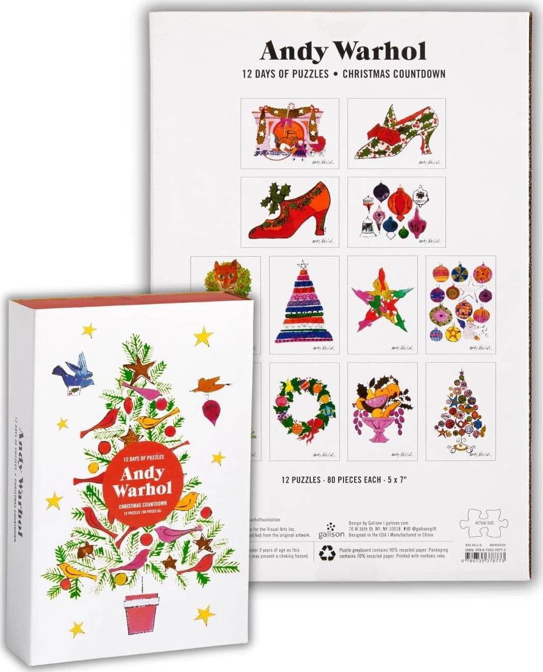 Adventný kalendár GALISON Puzzle Adventný kalendár Andy Warhol: 12 dní do Vianoc 12 x 80 dielikov 9780735378773